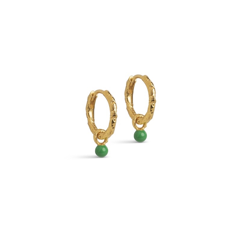 Billede af Enamel - Belle Grass Green Hoops i forgyldt sølv